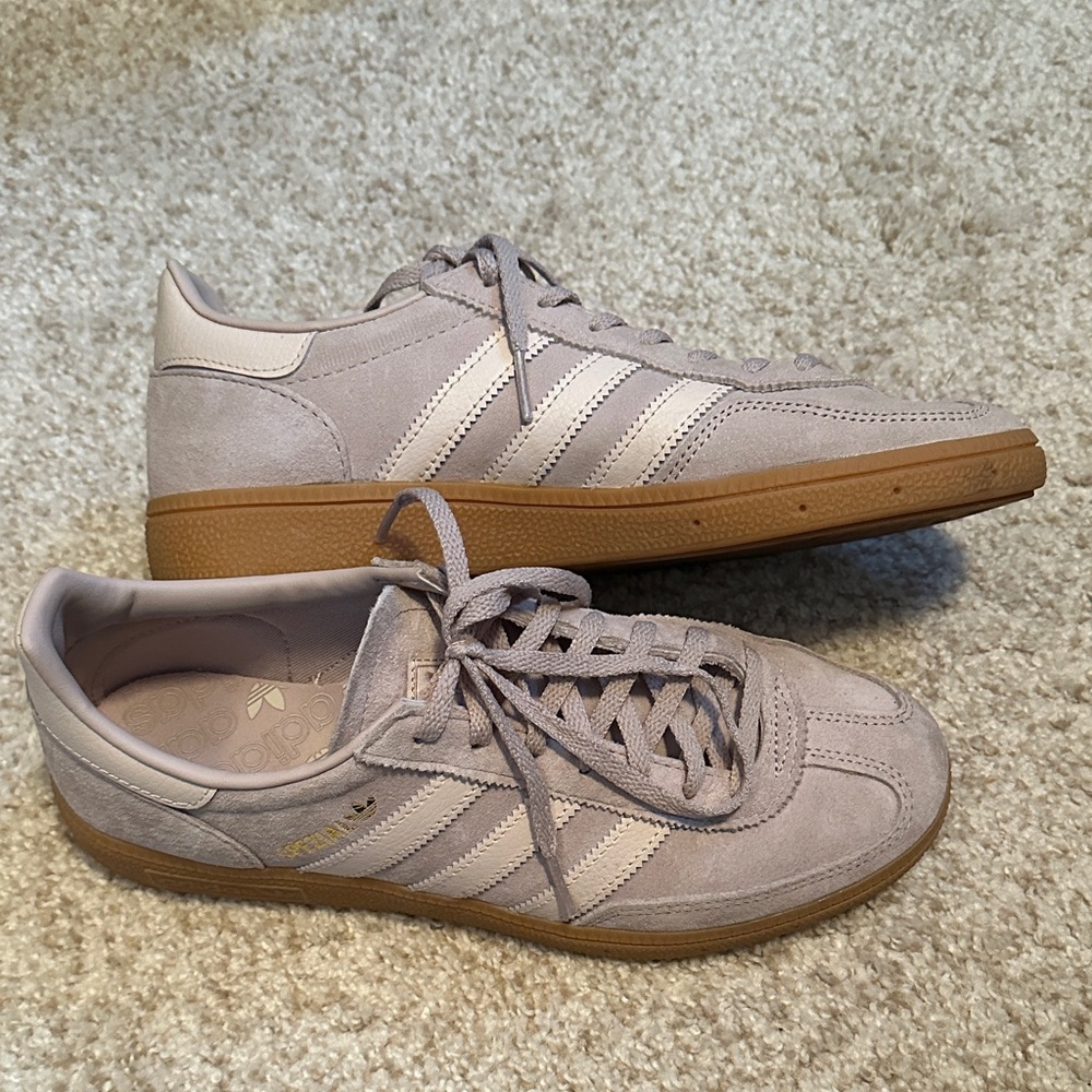 Adidas women’s Light Gray Suede Sneakers